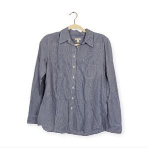 Gap Button Down Shirt S Blue Stripe Linen Blend Tailored Lightweight